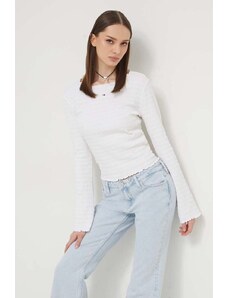 Tommy Jeans camicia a maniche lunghe donna colore bianco