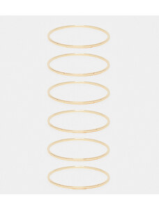 ASOS Curve ASOS DESIGN Curve - Set da 6 bracciali rigidi sottili color oro