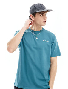 Columbia - Barton Springs - T-shirt blu con stampa sul retro - In esclusiva per ASOS