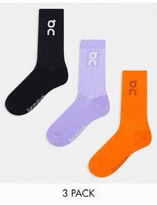 On Running ON - Confezione da 3 paia di calzini con logo viola, arancione e nero-Multicolore