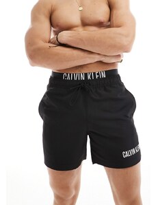 Calvin Klein - Intense Power - Pantaloncini da bagno neri con doppia fascia in vita-Nero