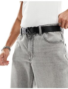 Calvin Klein Jeans - Cintura in pelle nera da 35 mm con placca con monogramma-Nero