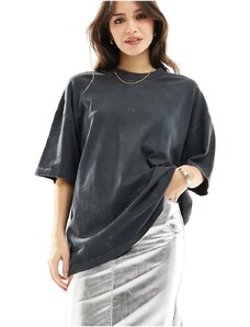 ASOS DESIGN - T-shirt oversize pesante taglio comodo color antracite slavato-Grigio