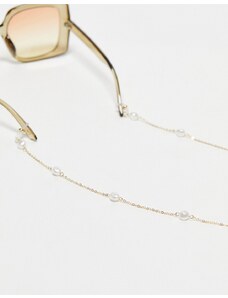 ASOS DESIGN - Catenina per occhiali da sole dorata con design con perle di acqua dolce sintetiche-Oro