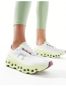 On Running ON - Cloudmonster - Sneakers da corsa bianche e lime-Verde