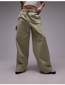 Topshop - Pantaloni dritti casual color pietra con coulisse in vita-Neutro