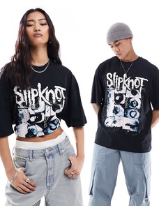 ASOS DESIGN - T-shirt oversize unisex nera con stampe "Slipknot" su licenza-Nero