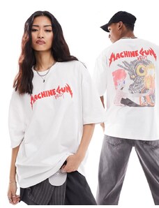 ASOS DESIGN - T-shirt unisex bianca con grafiche "Machine Gun Kelly" su licenza-Bianco