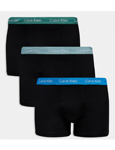Calvin Klein Plus - Cotton Stretch - Confezione da 3 boxer aderenti neri con fascia in vita colorata-Nero