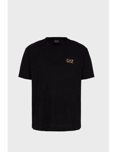 T-shirt nera uomo ea7 logo e stampa retro oro logo series 8npt18 s