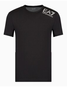 T-shirt nera uomo ea7 logo bianco dynamic athlete in tessuto tecnico 8npt12 s