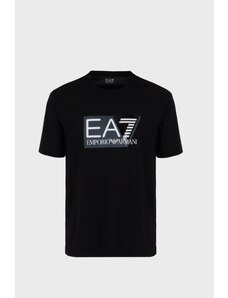 T-shirt nera uomo ea7 logo bianco visibility in jersey di cotone stretch 3dpt81 s