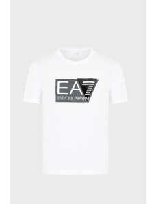 T-shirt bianca uomo ea7 logo nero visibility in jersey di cotone stretch 3dpt81 s