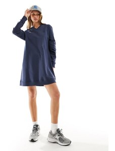 ASOS DESIGN - Vestito felpa corto blu navy con scollo a V e maniche lunghe