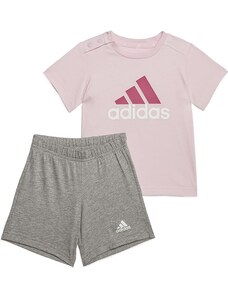 Adidas completo t-shirt e short rosa grigio kids