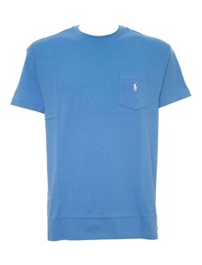 Polo Ralph Lauren T-Shirt Classic Fit blu con taschino e pony
