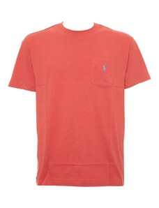Polo Ralph Lauren T-Shirt Classic Fit rossa con taschino e pony