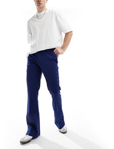 ASOS DESIGN - Pantaloni eleganti a zampa color blu mezzanotte