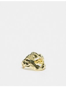 Pieces - Anello in metallo placcato oro 18 carati effetto colato con scatola regalo