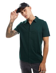 ASOS DESIGN - Camicia in jersey verde scuro