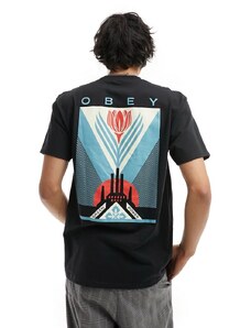 Obey - T-shirt a maniche corte nera con stampa grafica "Green Power"-Nero