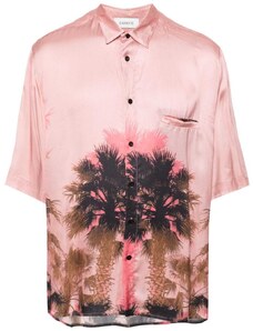 Laneus Camicia rosa con stampa Palm
