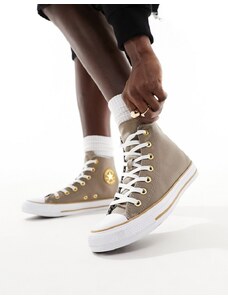 Converse - Chuck Taylor All Star - Sneakers in twill marrone con dettagli color oro
