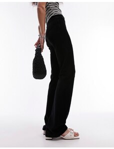 Topshop - Pantaloni a zampa elasticizzati in tessuto a coste neri-Nero