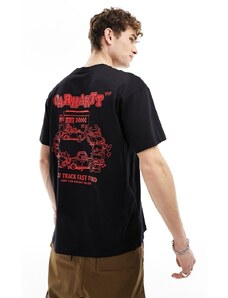 Carhartt WIP - T-shirt nera con stampa "Fast Food" sul retro-Nero