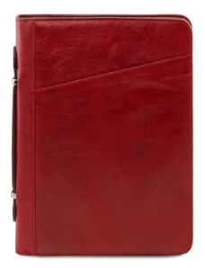 Tuscany Leather TL141295 Costanzo - Esclusivo portadocumenti in pelle con anelli e manico Rosso