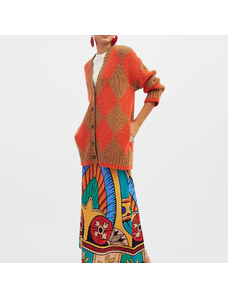 La DoubleJ Knitwear gend - Argyle Cardigan Camel & Orange L 48% Alpaca Superfine 36% Poliacrilyc 9% Polyamide 7% Polyester