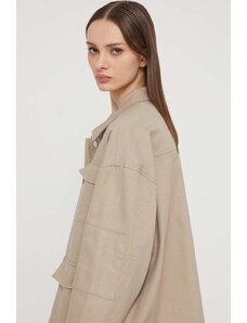 Sixth June giacca-camicia di cotone colore beige