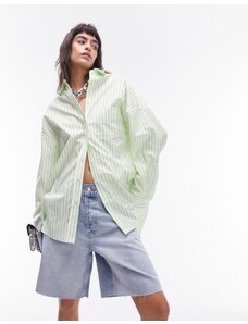 Topshop - Camicia oversize color verde lime a righe