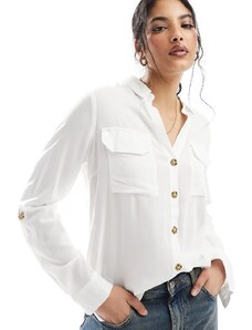 Vero Moda - Camicia bianca con tasche e bottoni-Bianco