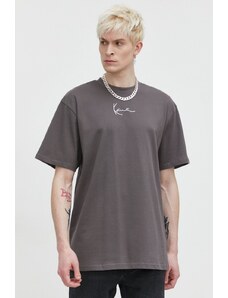 Karl Kani t-shirt in cotone uomo colore grigio con applicazione