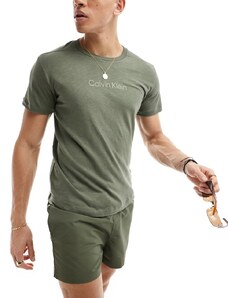 Calvin Klein - T-shirt girocollo verde con logo