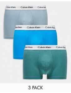 Calvin Klein - Cotton Stretch - Confezione da 3 boxer aderenti a vita bassa multicolore