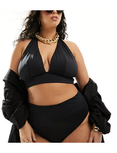 ASOS Curve ASOS DESIGN Curve - Maya - Slip bikini a vita alta neri mix and match con fascia ampia-Nero
