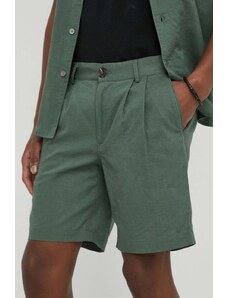 Bruuns Bazaar pantaloncini in lino Lino Germain colore verde