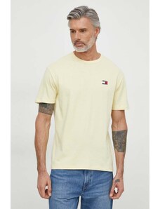 Tommy Jeans t-shirt in cotone uomo colore giallo con applicazione
