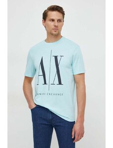 Armani Exchange t-shirt in cotone colore turchese