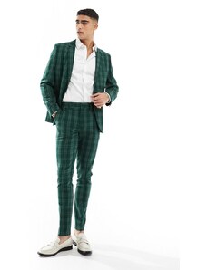 ASOS DESIGN - Pantaloni da abito skinny verde a quadri