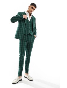 ASOS DESIGN - Giacca da abito skinny verde a quadri tono su tono