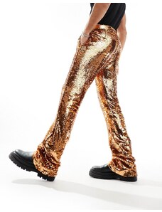 ASOS DESIGN - Pantaloni a zampa eleganti color bronzo-Marrone