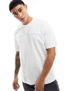 Armani Exchange - T-shirt pesante bianco sporco con logo sul petto