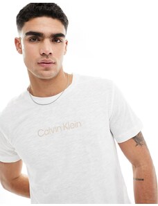 Calvin Klein - Lifestyle - T-shirt girocollo bianca con logo-Bianco