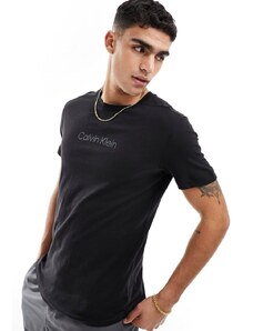 Calvin Klein - T-shirt girocollo nera con logo-Nero