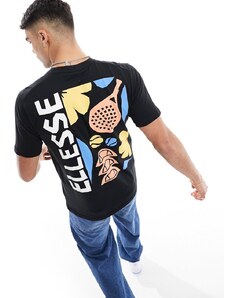 ellesse - Impronta - T-shirt nero slavato con grafica stampata sul retro