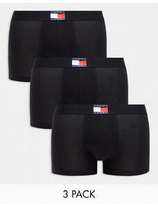 Tommy Hilfiger Tommy Jeans - Heritage Essentials - Confezione da 3 boxer aderenti neri con fascia in vita con logo-Nero