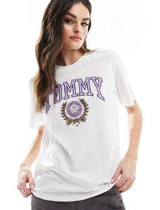 Tommy Jeans - T-shirt stile college vestibilità comoda bianca-Bianco